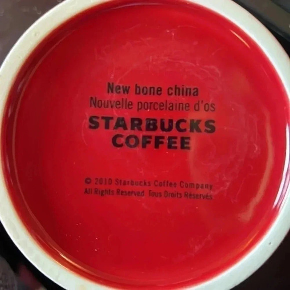 Starbucks 2010 fire engine red bone china Coffee Tea Hot Chocolate Mug Cup SALE! - Picture 6 of 6